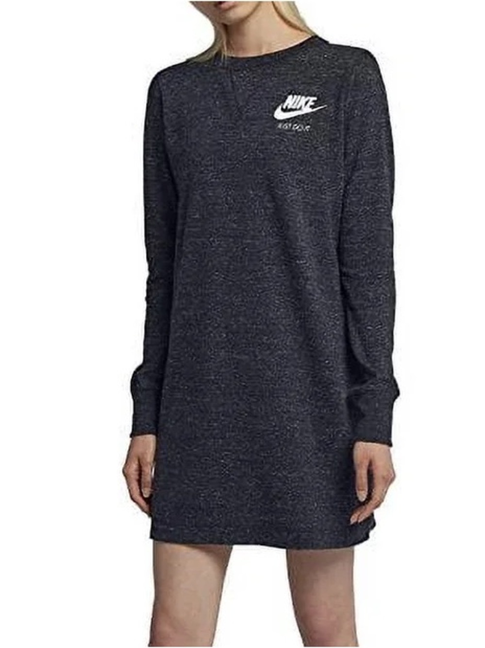 Nike Sportswear Gym Vintage Long Sleeve T Shirt Dress Gray Medium AA2015‎